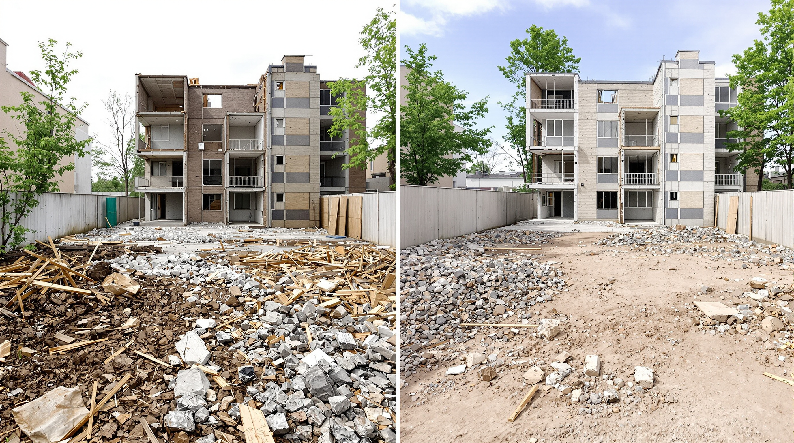 Chantier de démolition avant après — MODOP